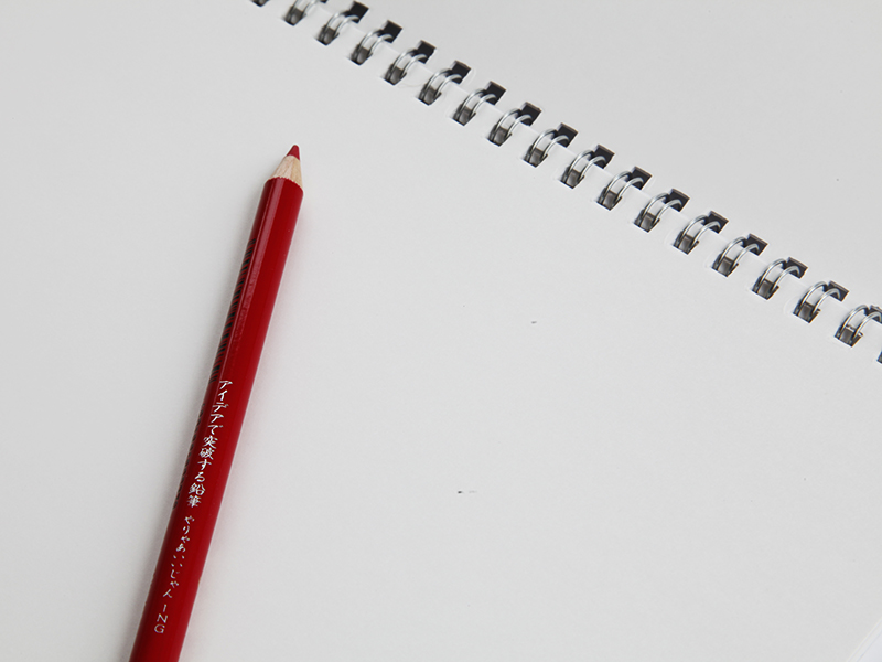 ▲ それぞれの色鉛筆にも、「やりゃあいいじゃん」という言葉が刻まれています。